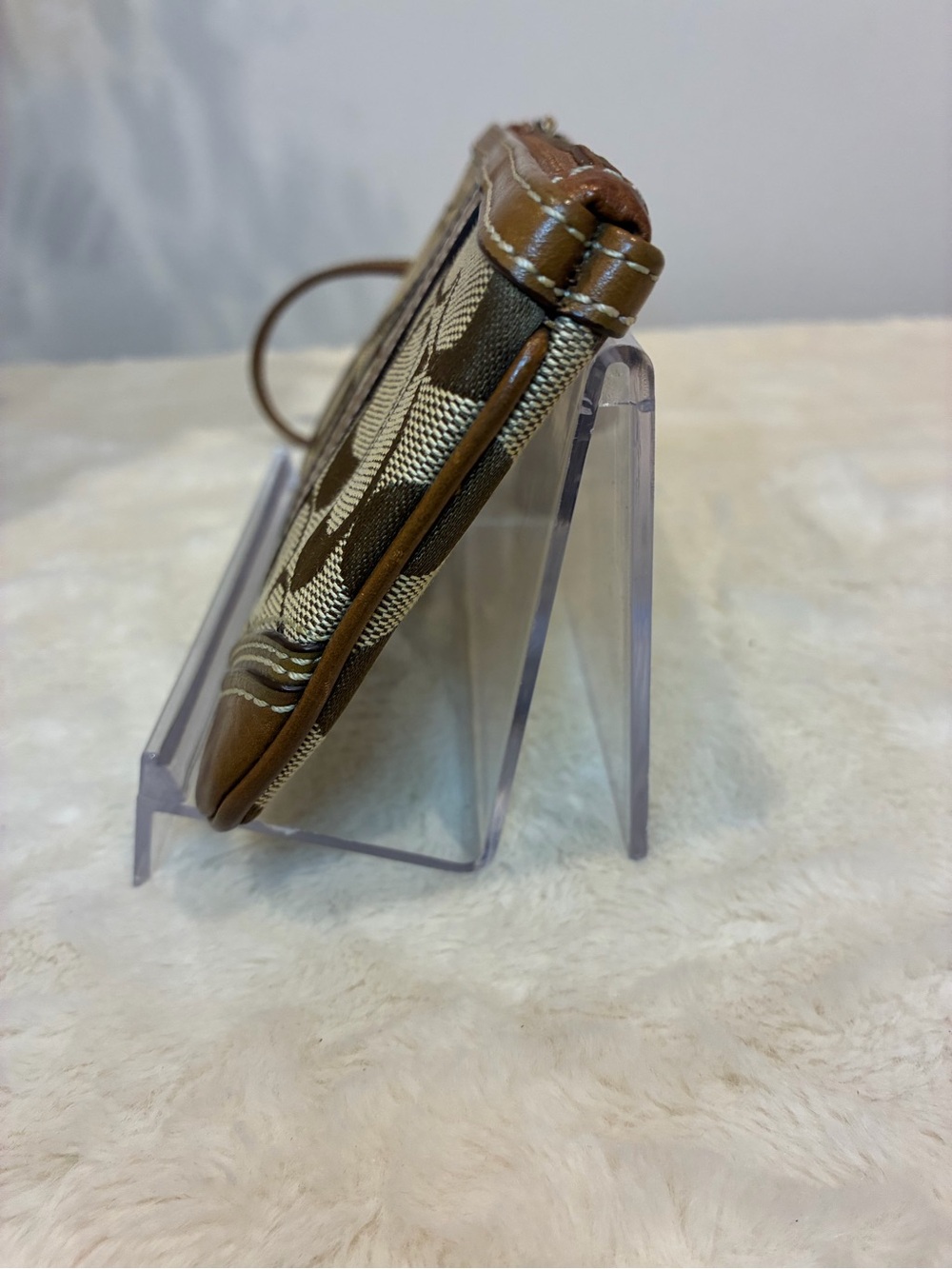 Coach Signature Patchwork Wristlet Brown Tan Leather Tassel Y2K - Picture 4 of 10